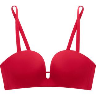 好奇蜜斯红色内衣女小胸聚拢本命年新娘结婚26年春无钢圈无痕显大