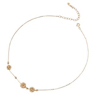 新款简约气泡小花纯银项链小众气质叠戴锁骨链不对称设计感颈链女