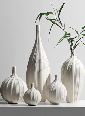 新品 简约创意素雅陶瓷花瓶摆件干花插花器新中式客厅高级感家居
