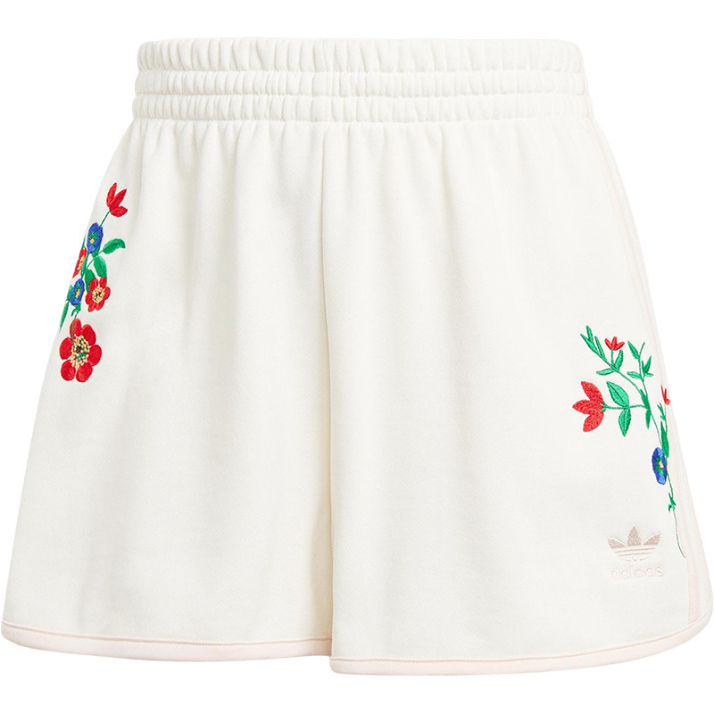 Adidas/阿迪达斯正品三叶草女士刺绣花卉经典透气休闲短裤IS3869