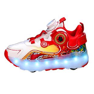 儿童暴走鞋2026新款四轮溜冰鞋男童闪灯可收带轮子运动男孩轮滑鞋