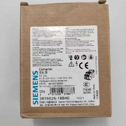 议价3RT6026-1BB40西门子接触器 DC24V AC3 11kW 400 V 3RT60261B