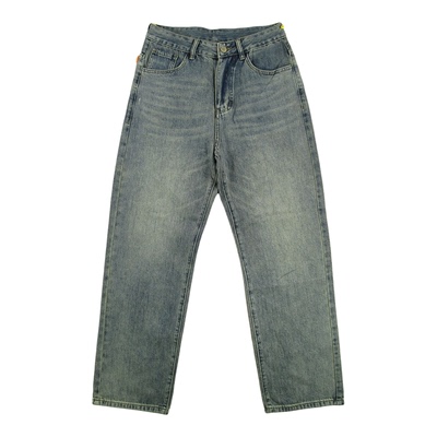 牛仔裤男美式慵懒风阔腿裤新款复古纯棉宽松直筒B407/98581*08