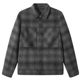 【呢料格纹】卡宾羊毛西装混纺夹克男装冬季新款美式复古外套