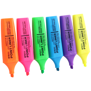 晨光彩色荧光笔醒目萤光笔办公学习标记可爱创意记号笔学生用荧光板糖果色一套6色彩色粗划重点套装批发