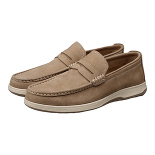 公羊皮鞋男款2026新款一脚蹬英伦真牛皮软底男士商务休闲鞋爸爸鞋