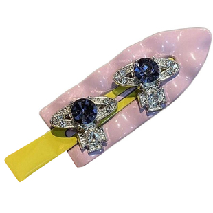 高级感甜美紫色毛线闪钻珍珠爱心蝴蝶结边夹女时尚气质侧边碎发夹