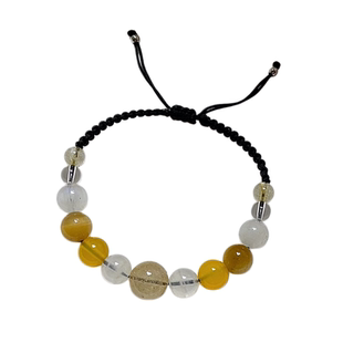 五行缺补喜用金土手链男女天然黄色水晶金发晶白水晶定制手串手绳