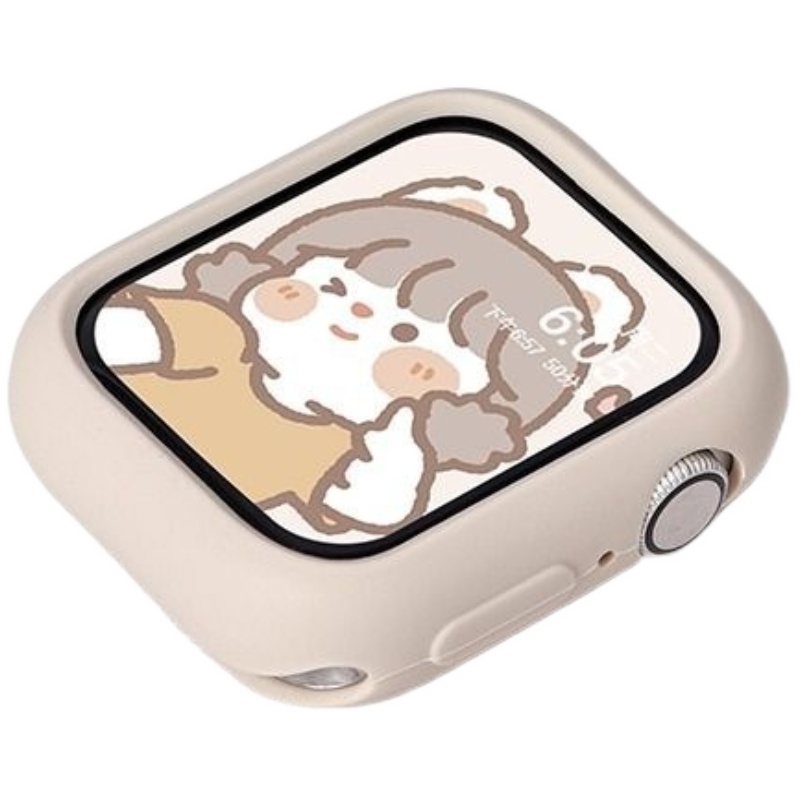 适用applewatch硅胶保护壳S9边框壳iwatch半包软壳S8/7/6/5/4/se代硬壳41mm/45mm苹果手表表带透明防摔保护套