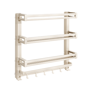 奶油风卫生间吸盘置物架浴室免打孔壁挂卫浴厕所洗漱台墙上收纳架