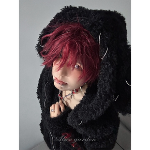 alicegarden假发男网红男短发帅气男生GK蓬松发套韩版红色全头套