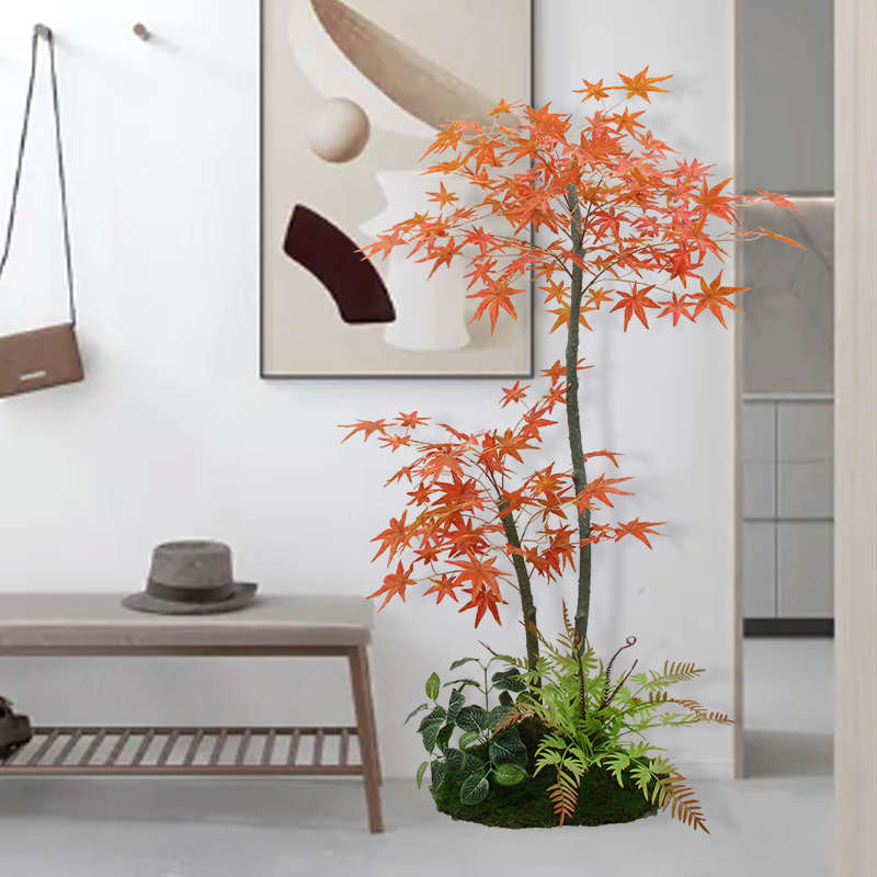 仿真红枫树盆栽落地花酒店大型商场橱窗仿生绿植室内造景装饰摆件