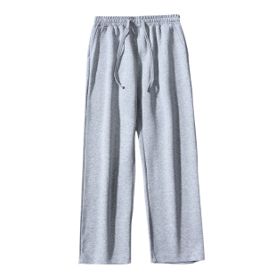 垂坠感裤子男女款春秋纯色针织卫裤日系大码宽松直筒阔腿休闲长裤