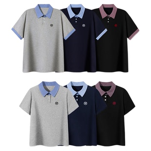 PSO Brand男装女装【假两件】miu系珠地针织拼接领口短袖衬衫POLO