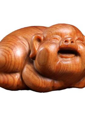 大吉小物崖柏木福气猪桌面摆件