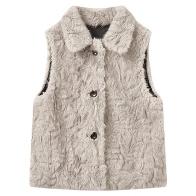 小湖羊休闲皮毛一体马甲外套女冬