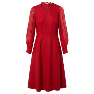 【羊毛】La Koradior拉珂蒂时尚早春新款拼接式洋装裙气质礼服裙