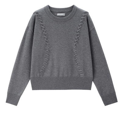 设计师款佐丹奴针织衫女新款文艺风编绳绞花套头针织毛衣18355802