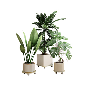 铁艺可移动大花盆托盘万向滑轮室内蓄水带滚轮盆栽花架子绿植底座