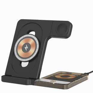 磁吸两手机耳机无线充电器快充通用折叠屏华为苹果三星小米多功能手表座充透明可调节线圈小夜灯折叠横立卧