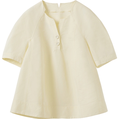 播商场同款黄色宽松甜美休闲衬衫女秋季新款短袖上衣BDS3HD4666