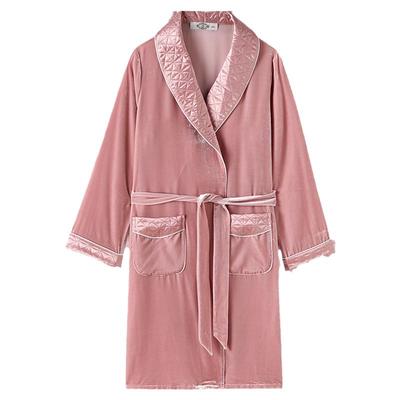 美标真丝绒简约复古长袖睡袍