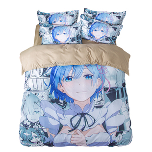 日系二次元被套宅男动漫床单DIY来图定制绅士狂三蕾姆定做四件套