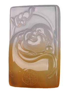 冰种挂件俏色玛瑙项链玉佛吊坠