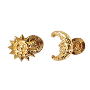 「早安晚安窗帘钩」故我今我全黄铜镀金色太阳月亮大衣勾挂钩卧室