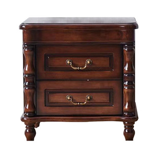 全实木美式床头柜现代简约卧室床头储物柜高档复古风格卧室床边柜