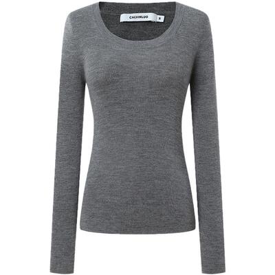 CALVINLUO百搭圆领绵羊毛打底衫