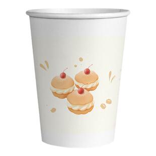 一次性纸杯子新款甜品系列甜美风家用加厚茶水杯专用商用整箱批发