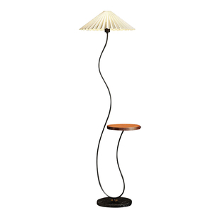 落地灯北欧客厅百褶置物架无线充一体客厅沙发茶几台灯卧室氛围灯