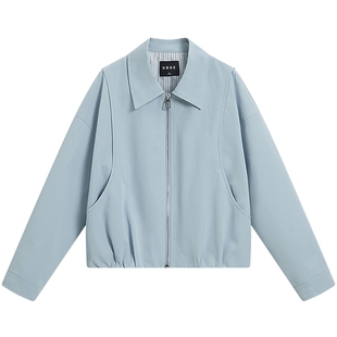 KBNE小个子高级感宽松短款外套女装2026春季新款翻领百搭夹克上衣