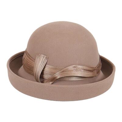 优雅麻纱羊毛毡帽子女士秋冬