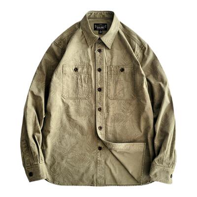 西里布长袖美式复古印花工装衬衫