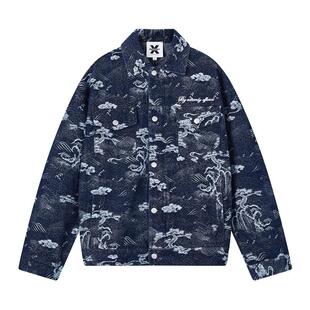 Ed Hardy X新款100%棉烫钻潮流男女同款牛仔夹克外套X1B3NV129331