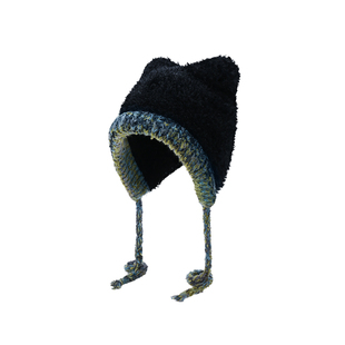 可爱小熊耳朵显脸小毛绒绒帽子女冬季保暖防寒护耳帽雷锋帽套头帽