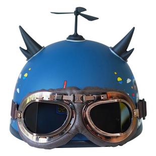 MECHH电动车安全头盔儿童亲子3C认证男女摩托车半盔夏龙角安全帽