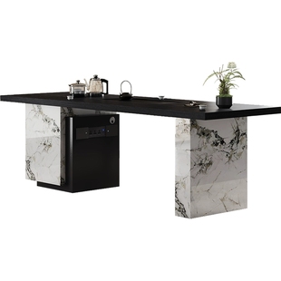 现代简约实木茶桌椅组合意式极简客厅家用办公室别墅轻奢高档茶台