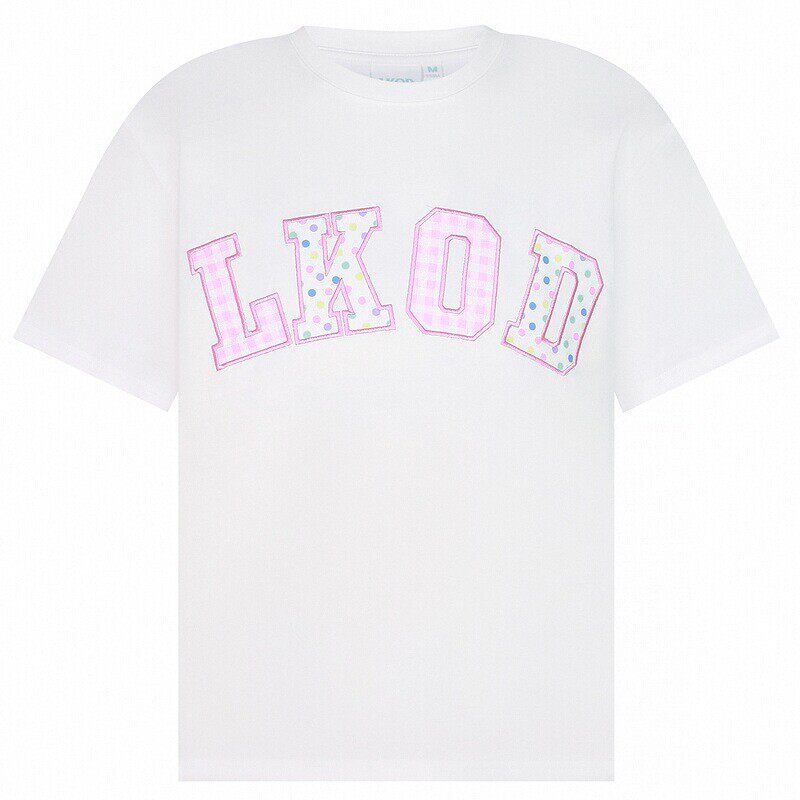 LKOD2025夏季新款波点贴布格子字母潮牌女短袖T恤宽松