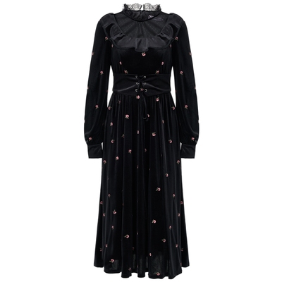 【奥莱】MAXRIENY法式甜美连衣裙刺绣收腰精致赫本风长裙