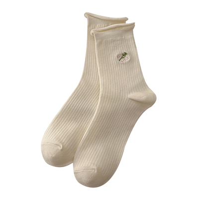 花边袜子女夏薄款配小皮鞋中筒袜