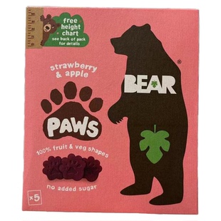 英国BEAR熊小点PAWS动物脚印熊掌果丹皮YOYO卷婴幼儿童宝宝零食1+