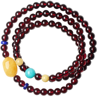 千翠坊收藏级酒红天然石榴石手链女多圈正品手串本命年官方旗舰店