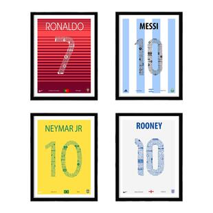 C罗纳尔多梅西海报内马尔鲁尼足球明星装饰画现代画墙画挂画壁画