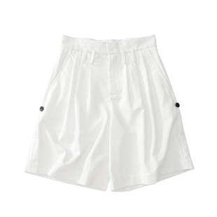 SINGLE MOMENT 25SS夏季卷边透气吸湿排汗休闲直筒西装短裤女