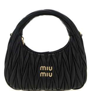 MIU MIU 缪缪女士wander黑色小号羊皮hobo手提包25秋冬意大利代购