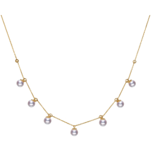 海蒂珠宝 梦倾城 5-5.5mm正圆海水Akoya珍珠吊坠女18K金锁骨链◇