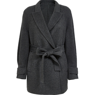 Vero Moda毛呢大衣2025冬季新款纯绵羊毛腰带双面呢外套32546T009